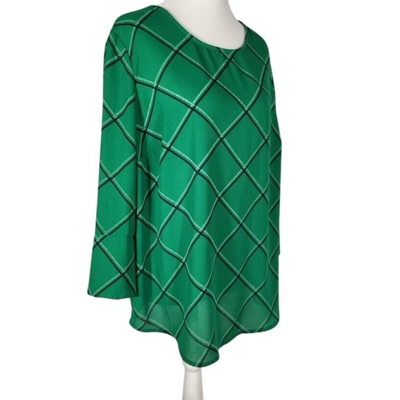 Charter Club Green Plaid Blouse - Picture 2 of 8